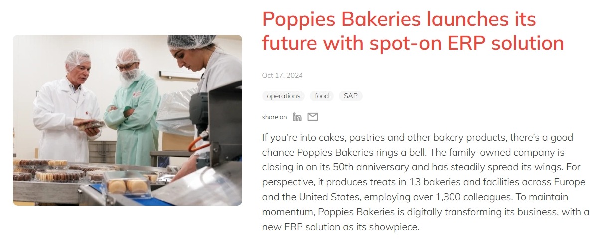 Poppies Bakeries launches its future with spot-on ERP solution